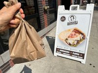  Got a Falafel sandwich to go 
